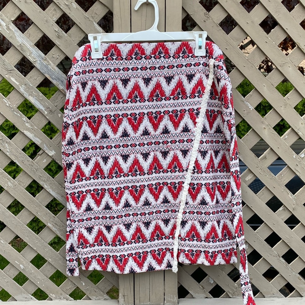 H&M Patterned Faux Wrap Skirt - Large